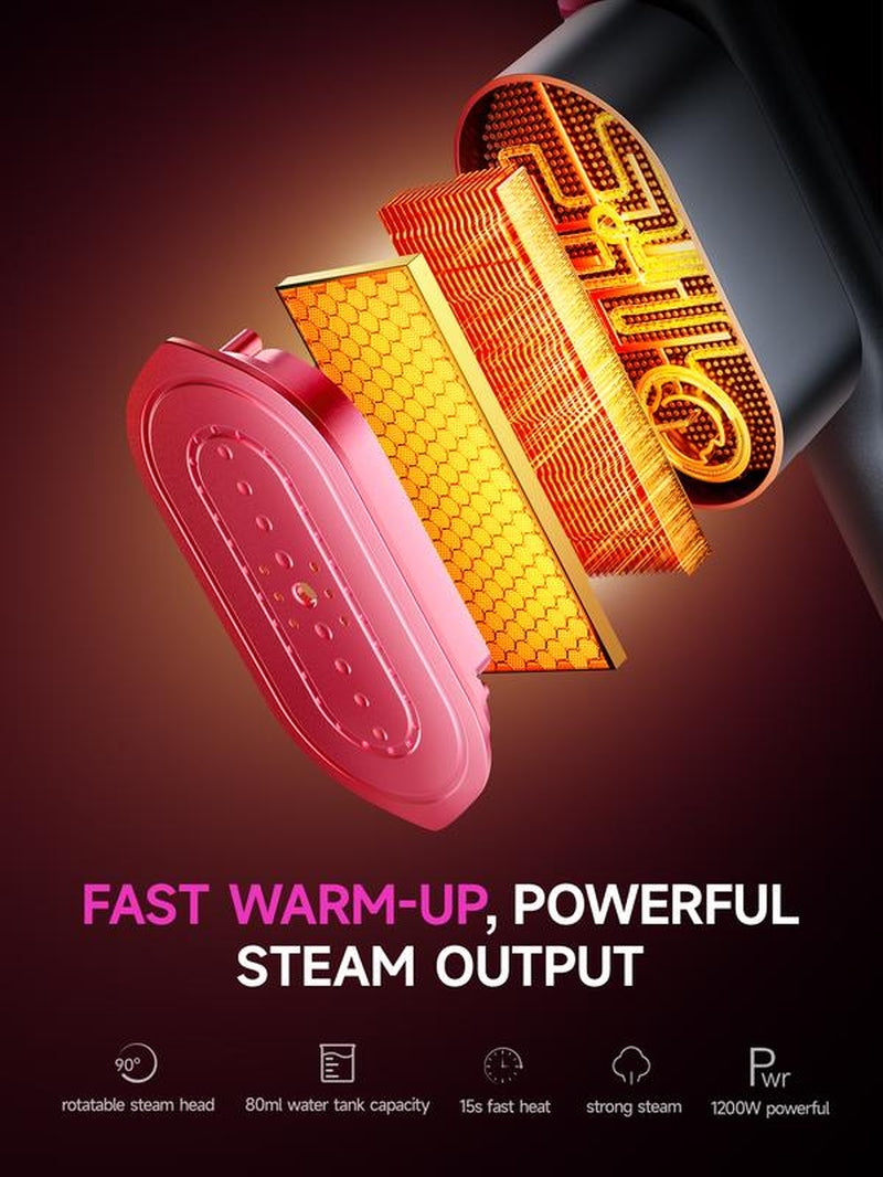 Dr.Flash Garment Steamer for Clothes, Portable Travel Clothing Steamer Iron, 7 Mode with LED Display, 5S Fast Heating, 90° Swivel Handle, New Year Gift